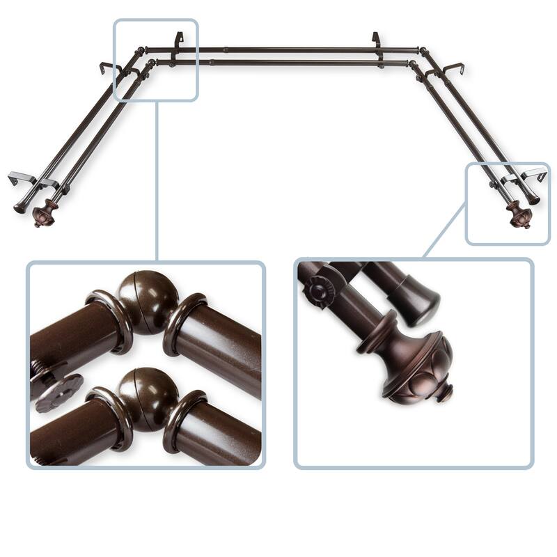 InStyleDesign Noah 13/16" Double Bay Window Curtain Rod Bed Bath